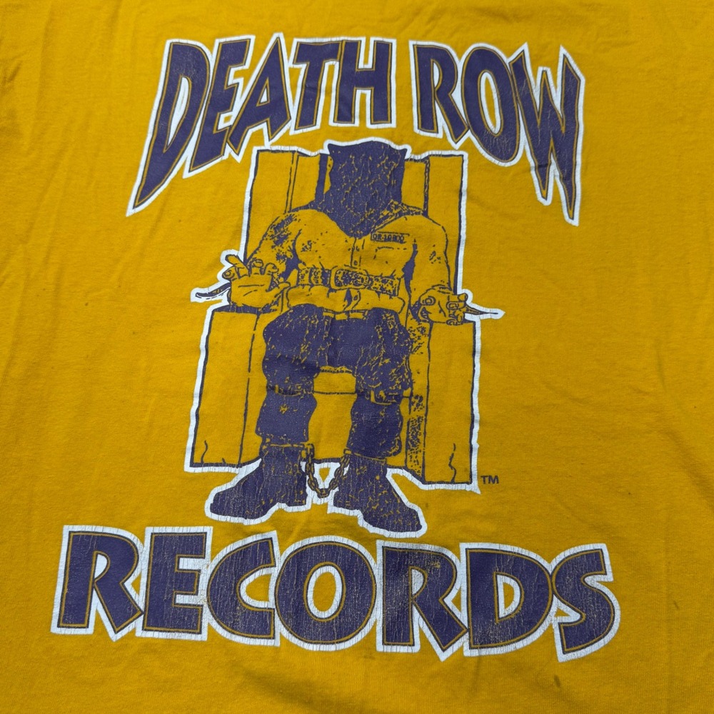Death Row Records Shirt Mens XL Yellow Short Sleeve Graphic Tee Ripple Junction - Picture 2 of 8